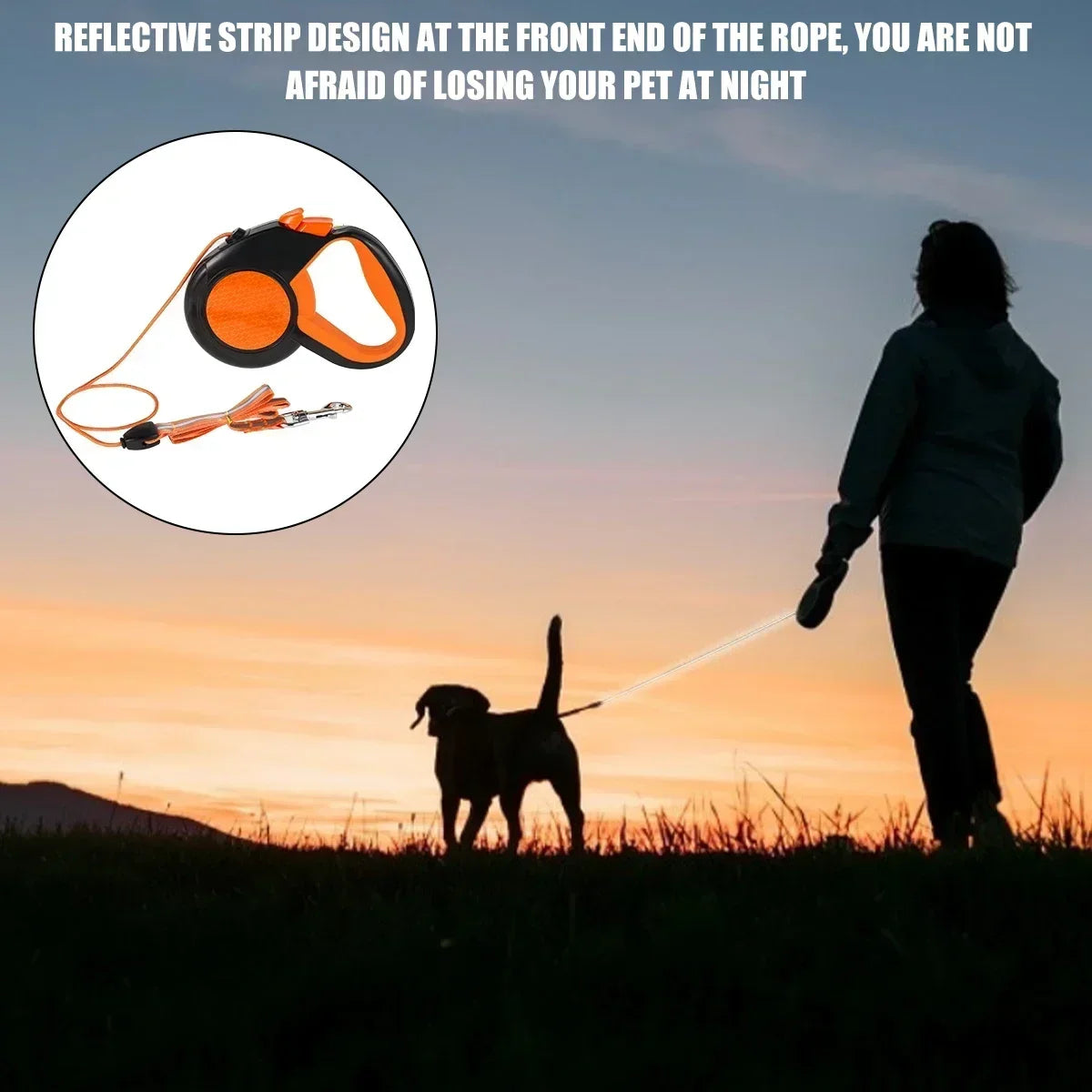 8M Heavy Duty Retractable Dog Leash with Reflective Tape