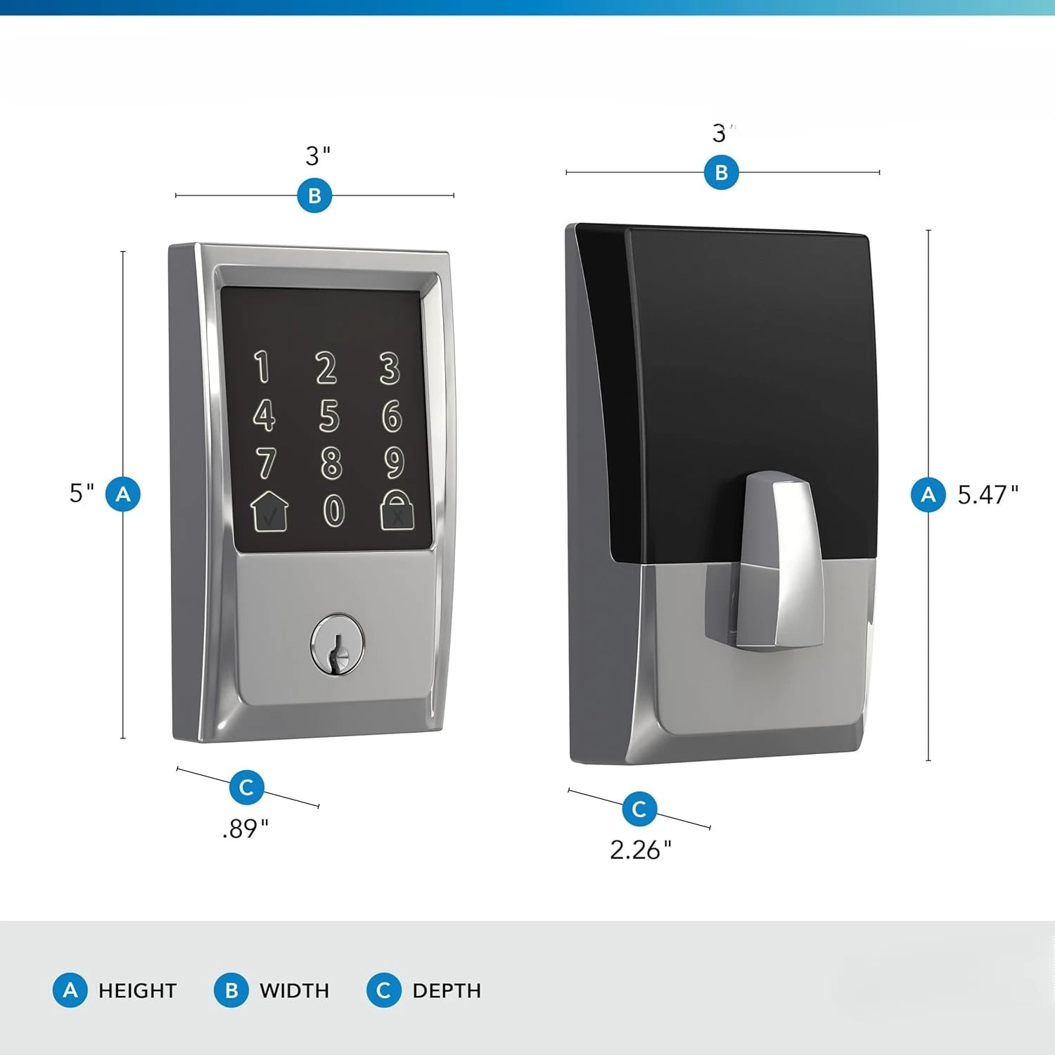 Smart WiFi Deadbolt with Century Trim - Bright Chrome