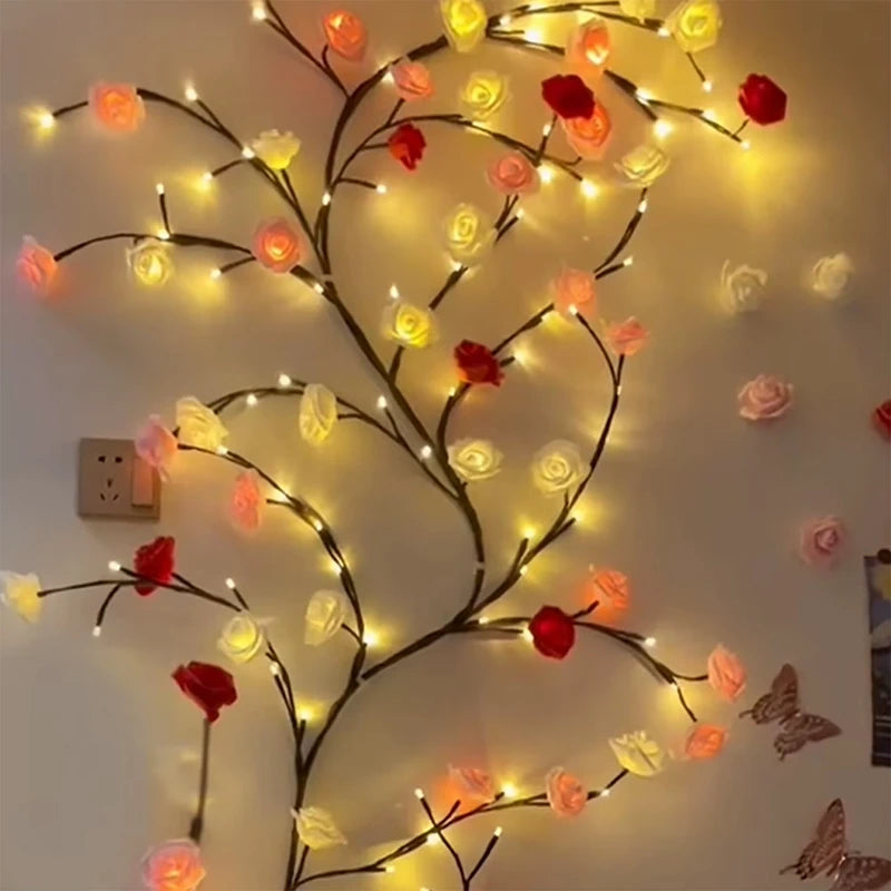 Flower Branch LED Light Vine Wall Decor with Remote Control