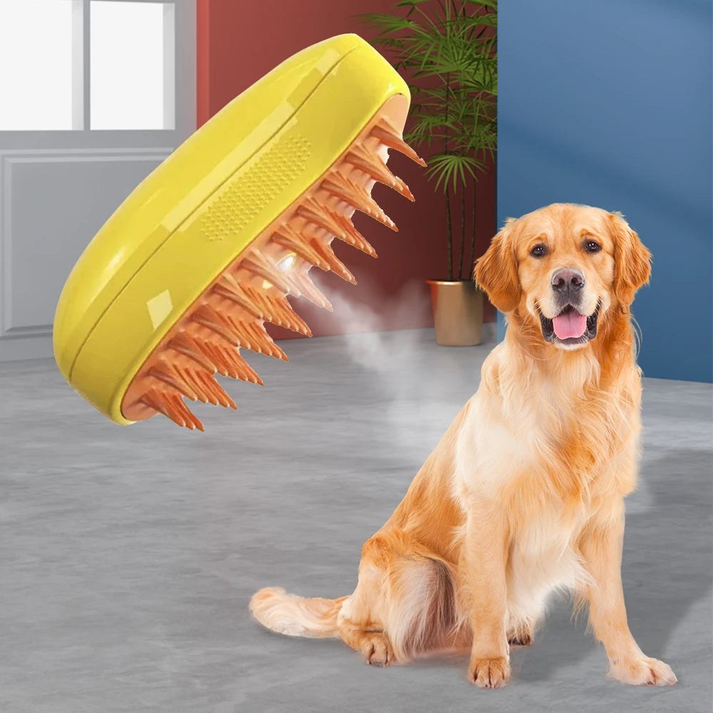 3-in-1 Dog Steamer Brush with Pet Hair Serum