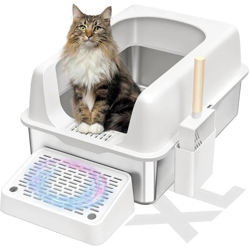 Stainless Steel XL Cat Litter Box with Lid