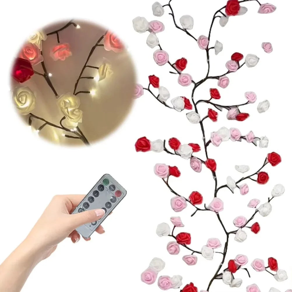 Flower Branch LED Light Vine Wall Decor with Remote Control