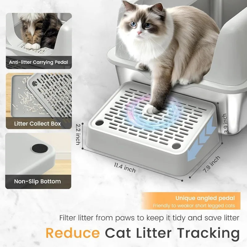 Stainless Steel XL Cat Litter Box with Lid