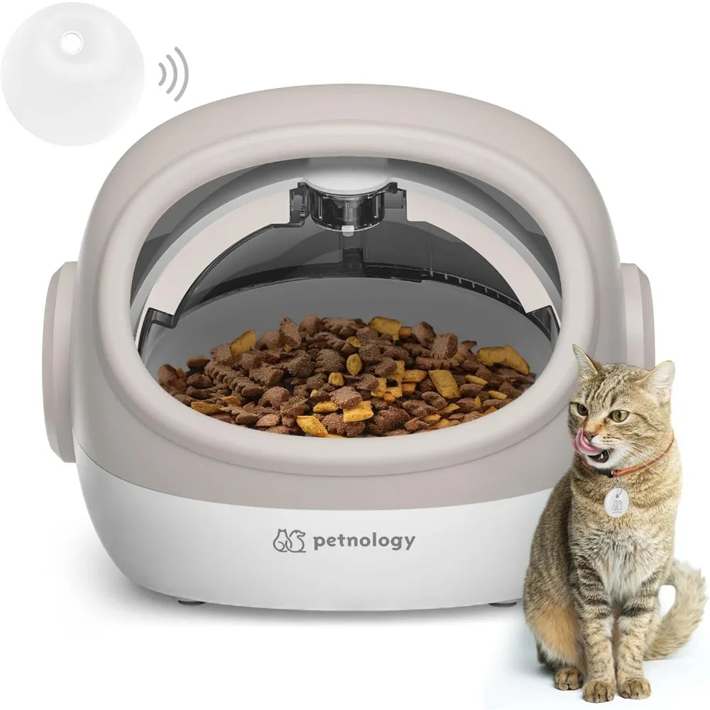 Automatic Cat Feeder with Collar Sensor, Timed Food Dispenser