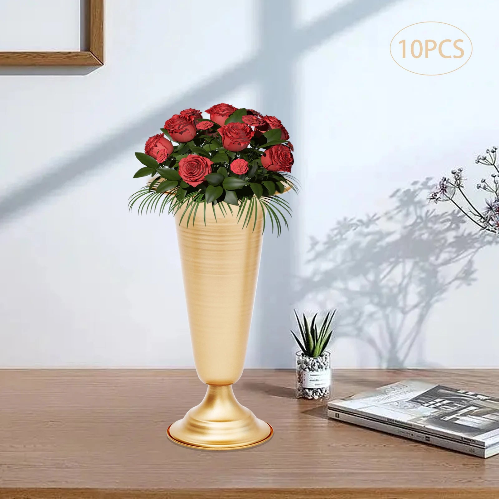 10 Pcs 9.8" Elegant Metal Trumpet Vases