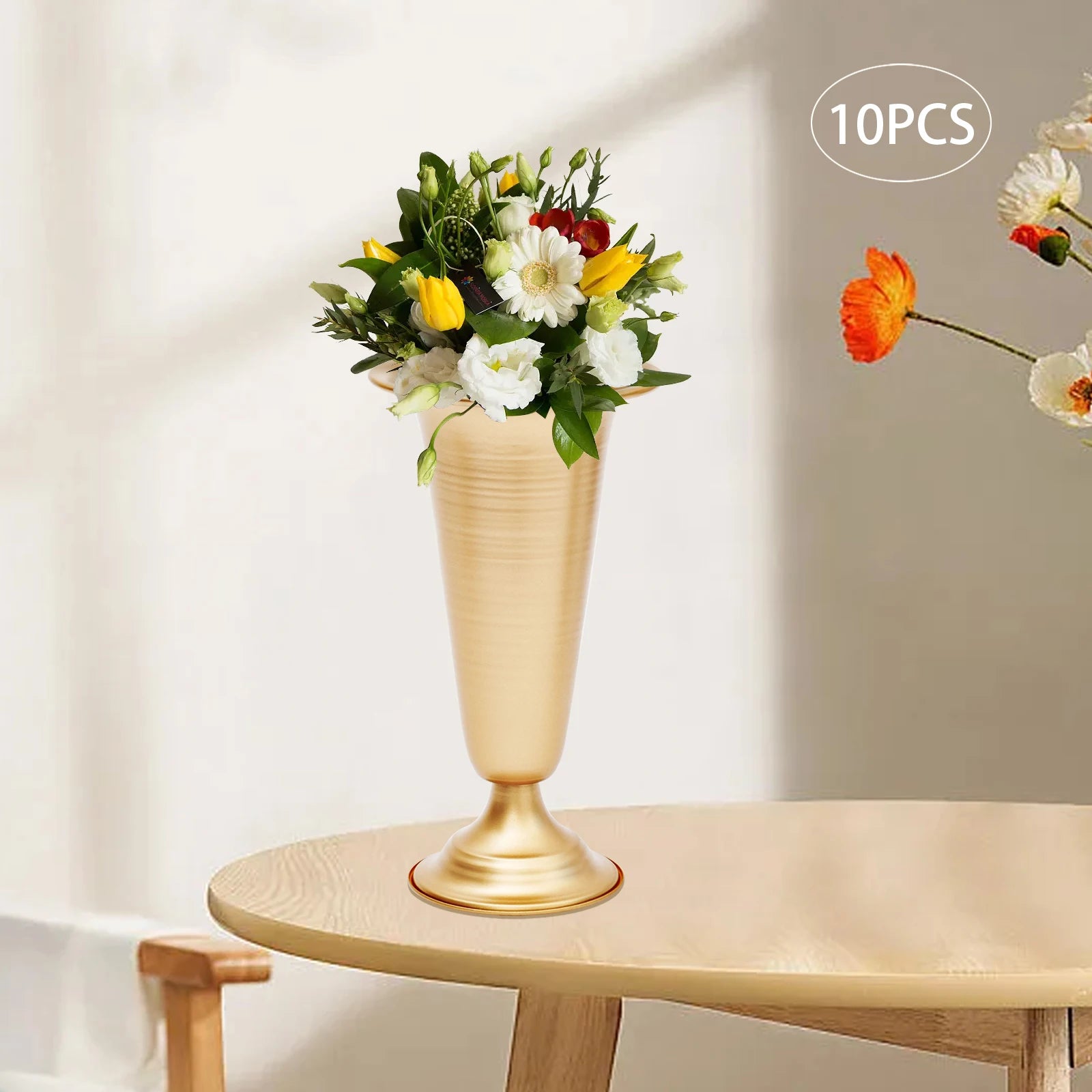 10 Pcs 9.8" Elegant Metal Trumpet Vases