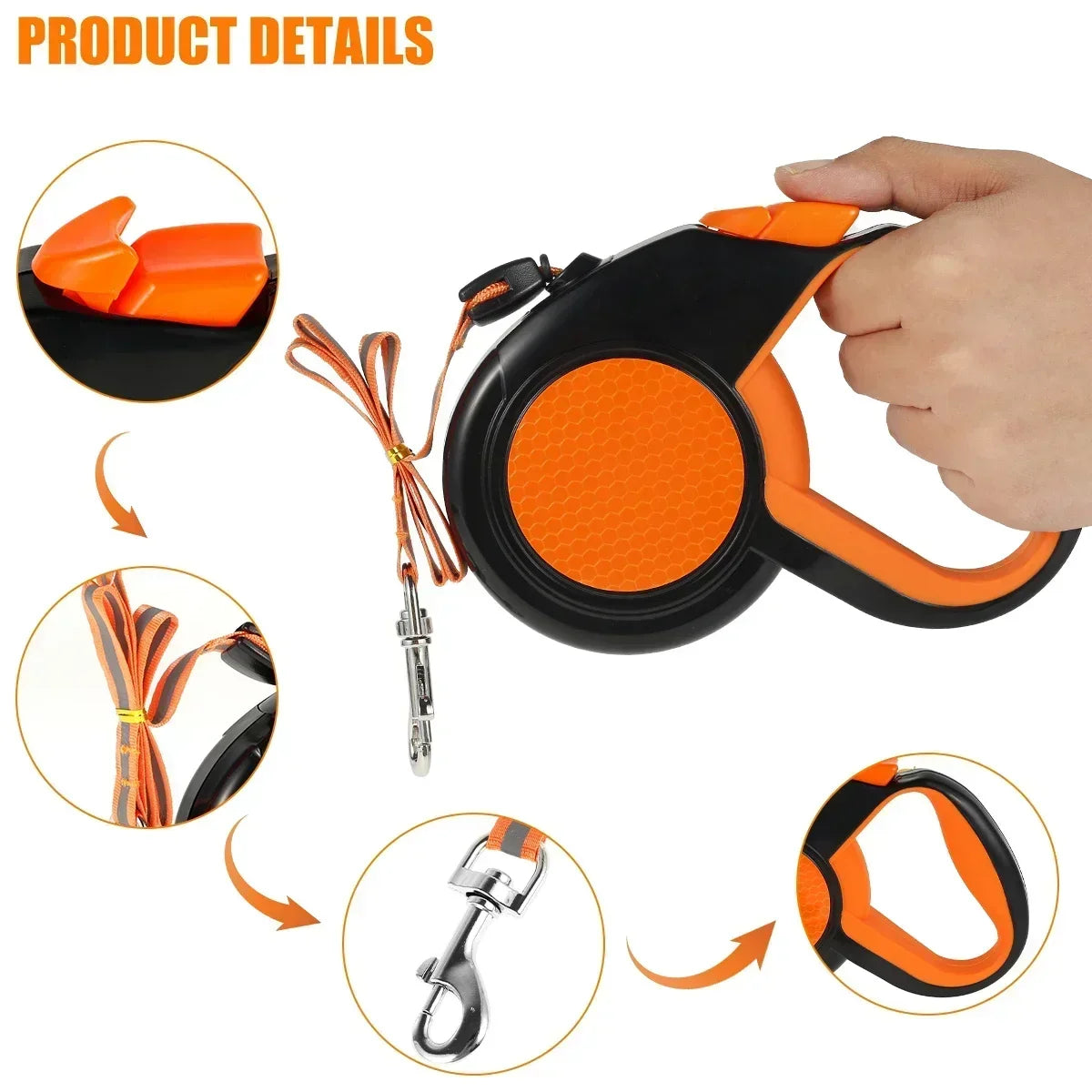 8M Heavy Duty Retractable Dog Leash with Reflective Tape