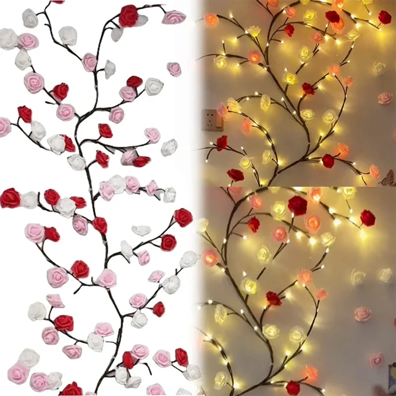 Flower Branch LED Light Vine Wall Decor with Remote Control