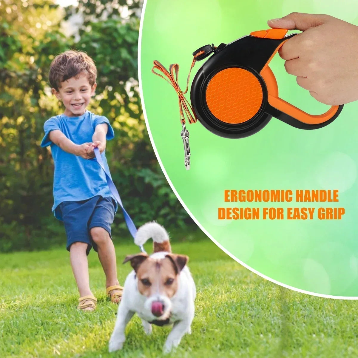 8M Heavy Duty Retractable Dog Leash with Reflective Tape