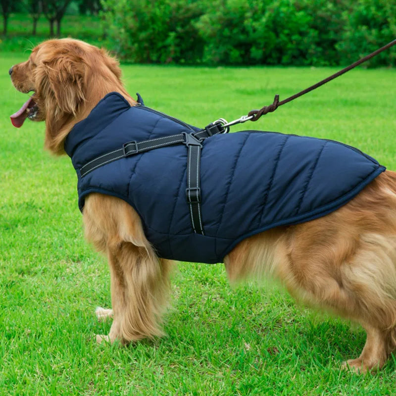 Winter Warm Dog Jacket Waterproof Pet Coat with Harness