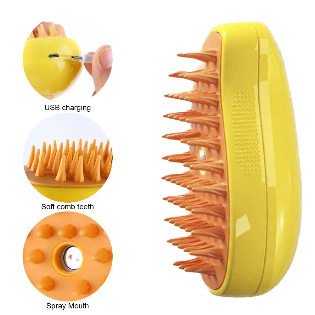 3-in-1 Dog Steamer Brush with Pet Hair Serum