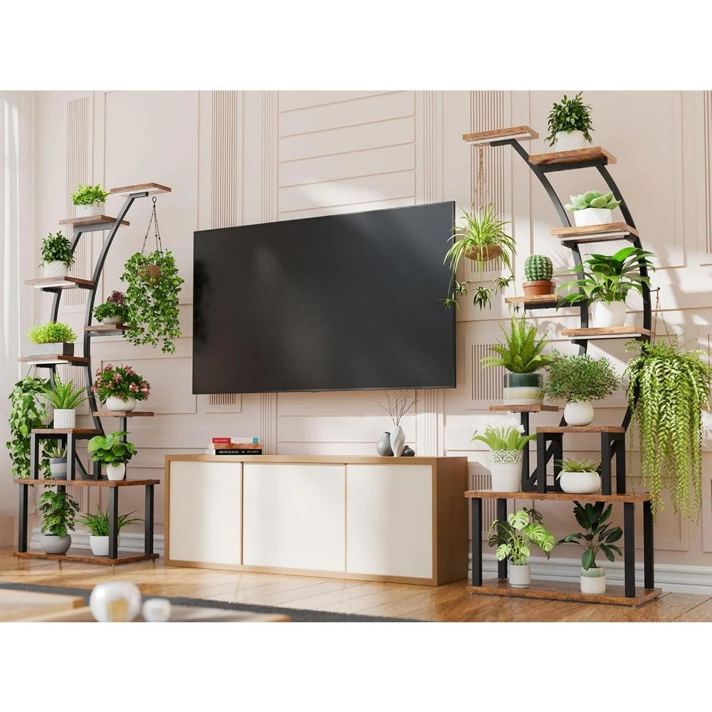 9-Tier Indoor Plant Stand with Grow Lights, 63" Tall Metal Shelf for Large Plants