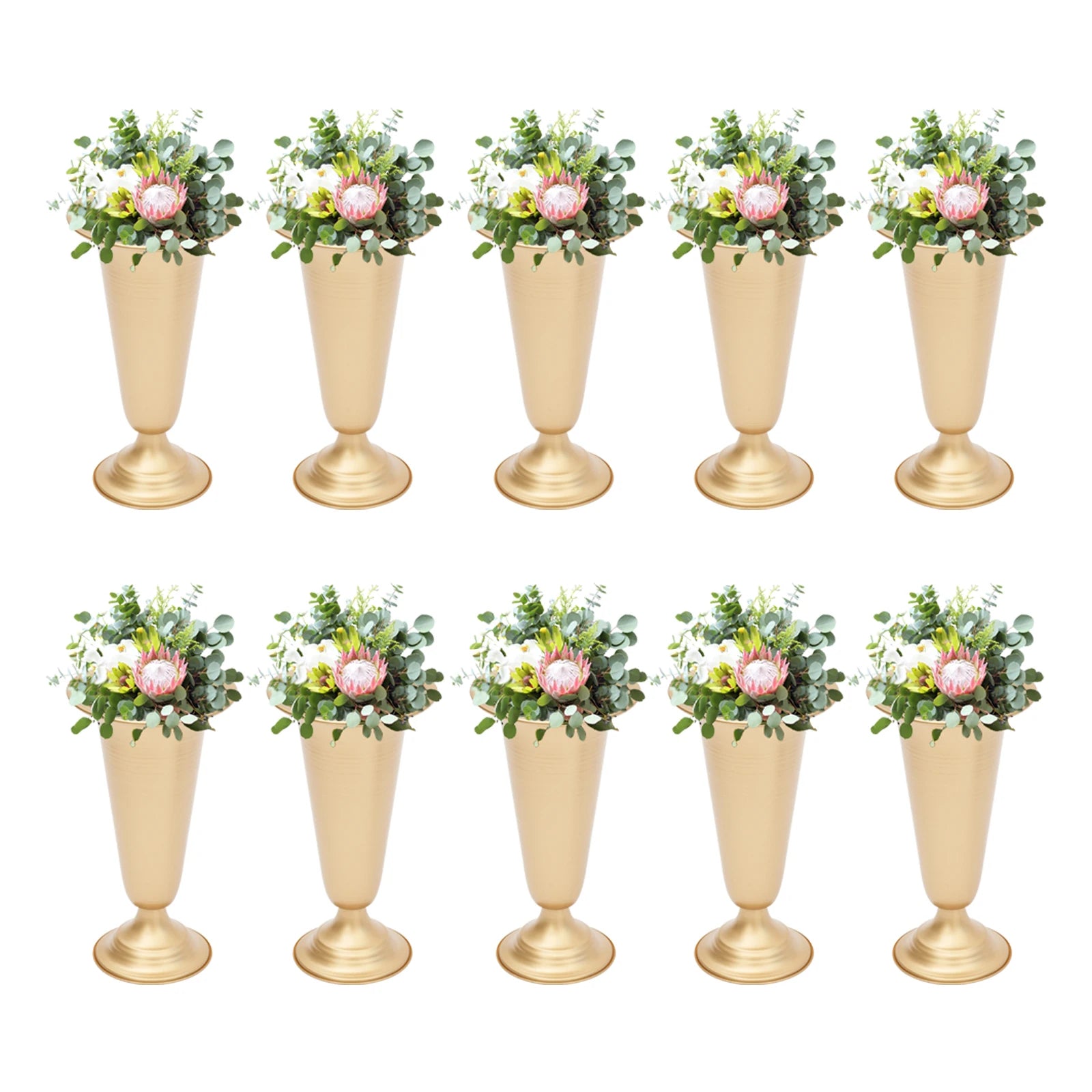 10 Pcs 9.8" Elegant Metal Trumpet Vases