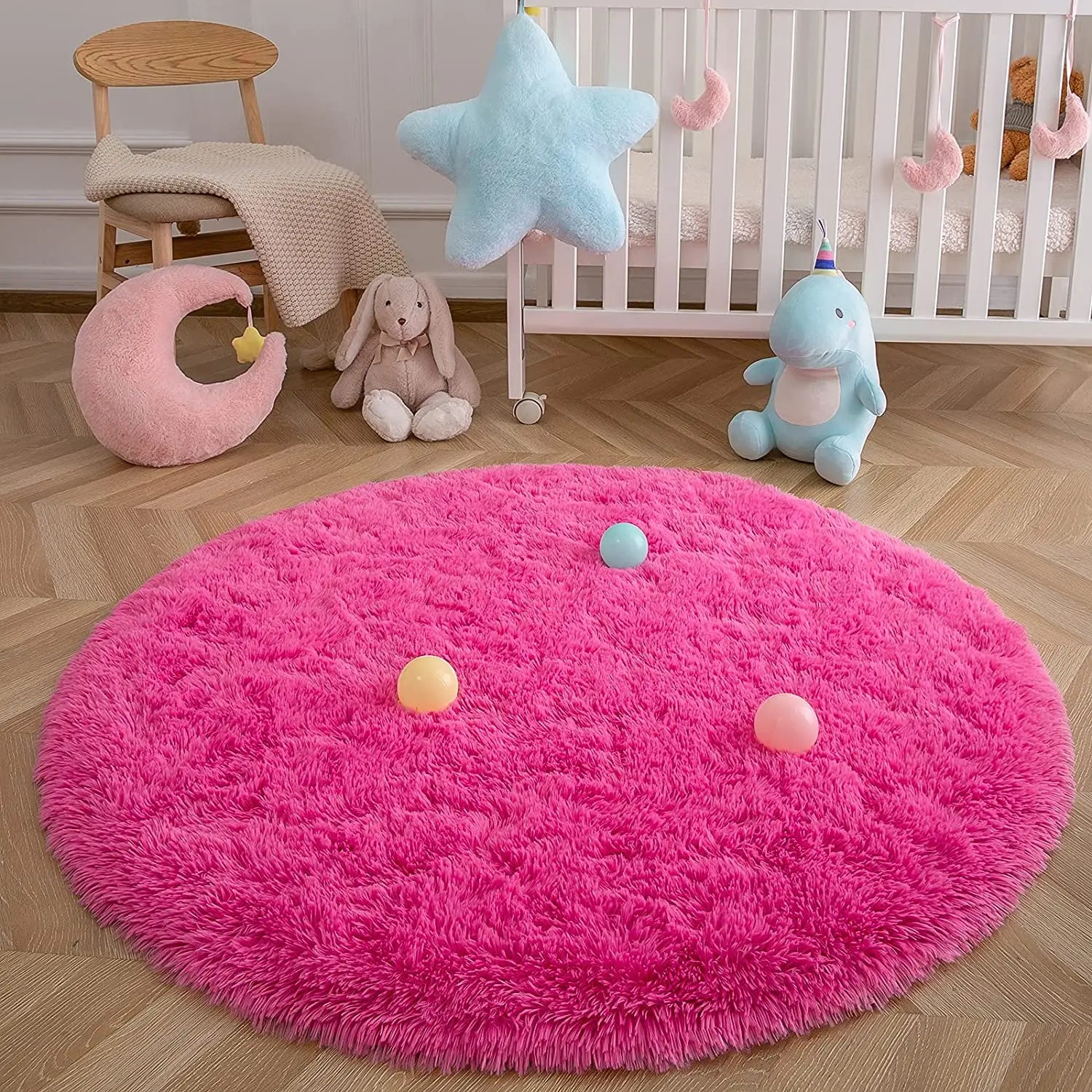 Round Plush Carpet for Living Room & Bedroom - Thick, Soft, Large Area Rug