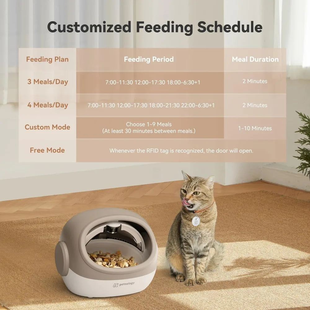 Automatic Cat Feeder with Collar Sensor, Timed Food Dispenser