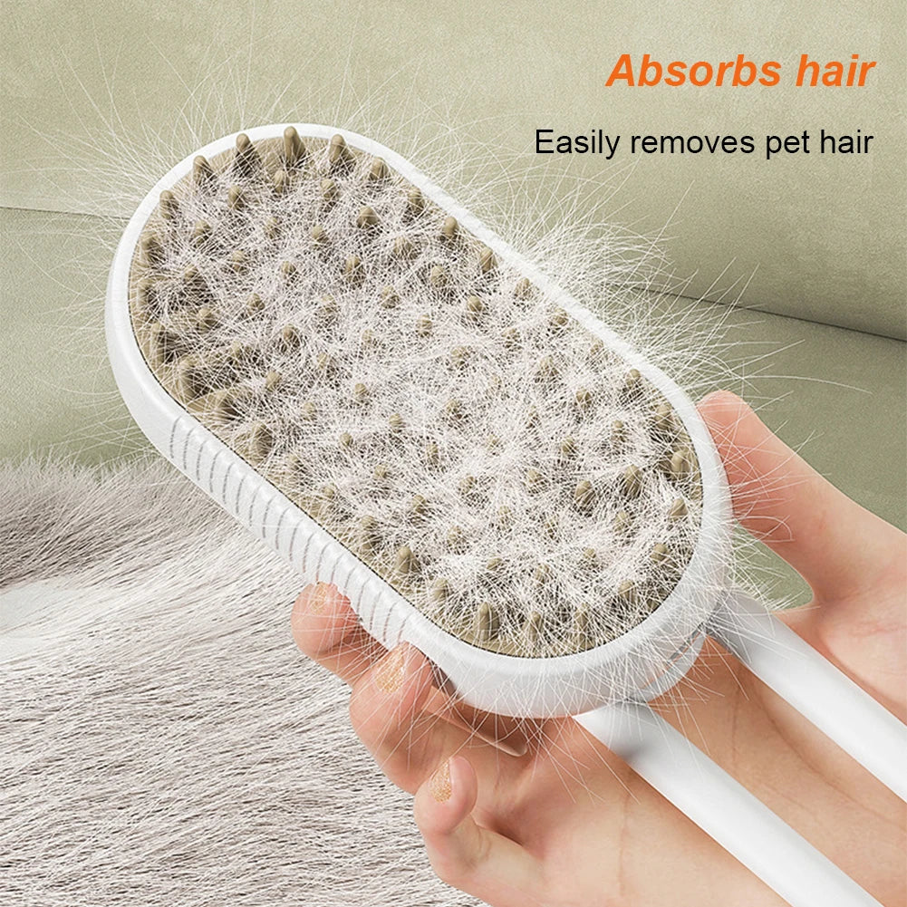 3-in-1 Electric Pet Hair Brush & Steam Spray Comb