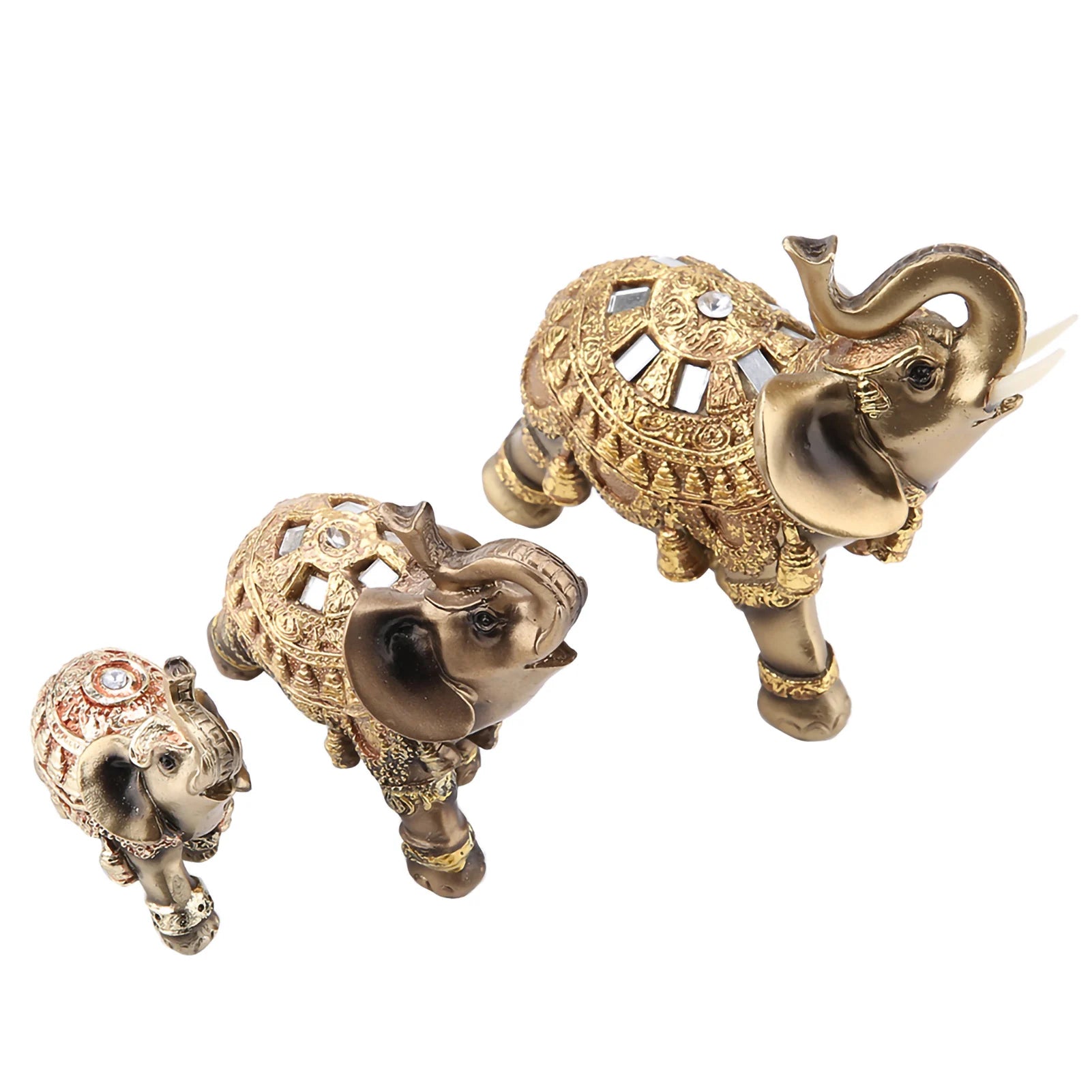 Golden Feng Shui Elephant Statue for Wealth and Luck