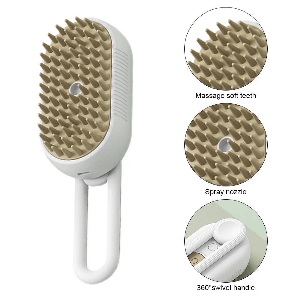 3-in-1 Electric Pet Hair Brush & Steam Spray Comb