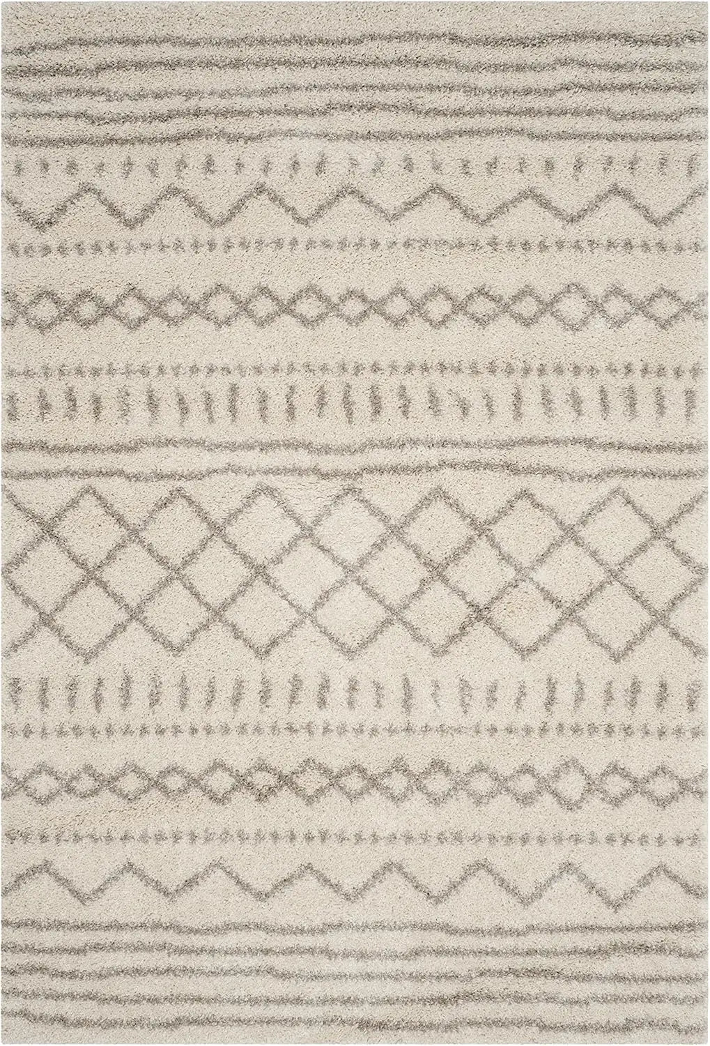 Arizona Shag Area Rug - 9' x 12', Ivory & Beige