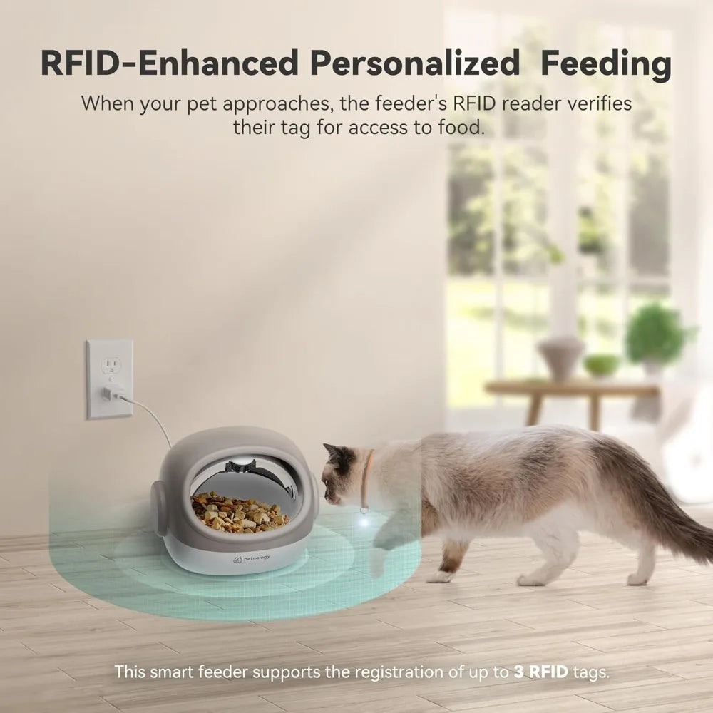 Automatic Cat Feeder with Collar Sensor, Timed Food Dispenser