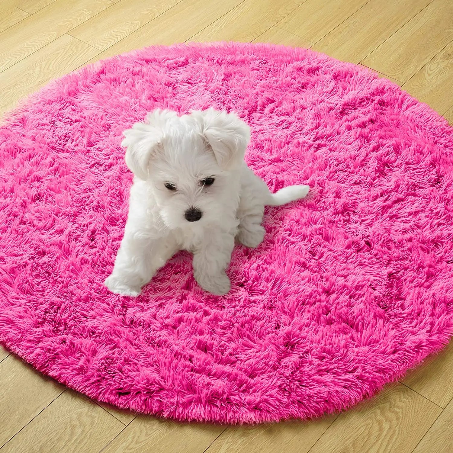 Round Plush Carpet for Living Room & Bedroom - Thick, Soft, Large Area Rug