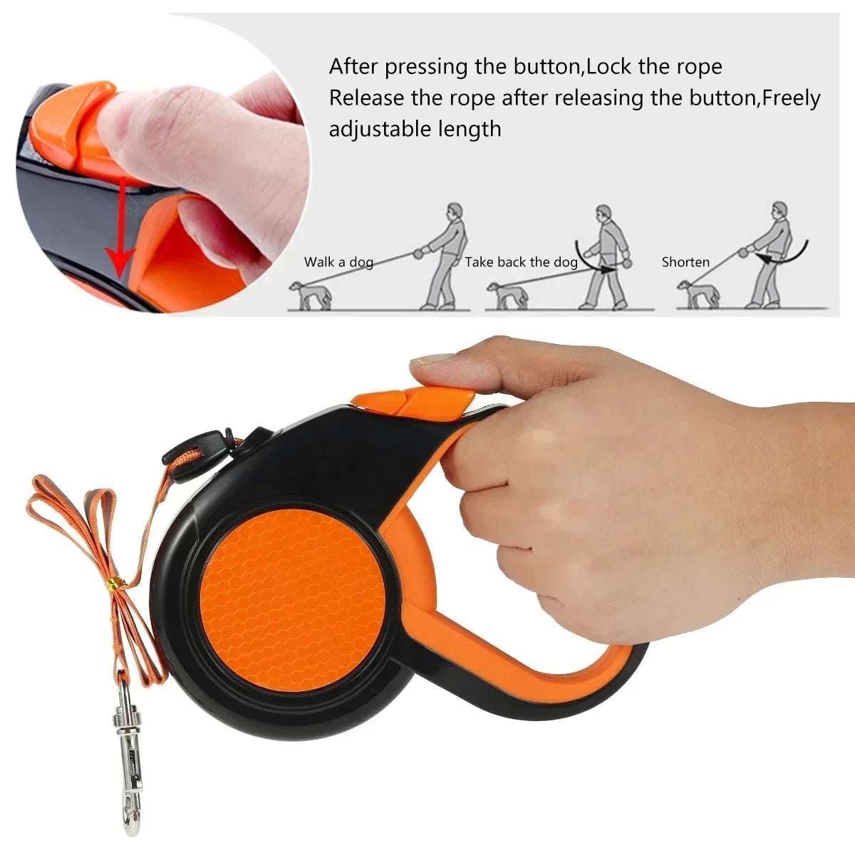 8M Heavy Duty Retractable Dog Leash with Reflective Tape